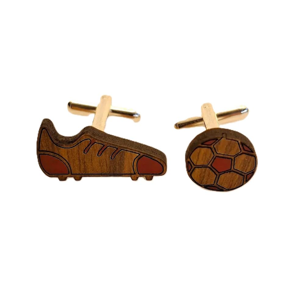 Sastree Gemelos Fútbol Originales Hombre | Edición Limitada Sas365 (Solo 365 Unidades) | Madera Sostenible Pintados a Mano | Detalle Exclusivo Aficionados Deporte y Elegancia (Rojo)