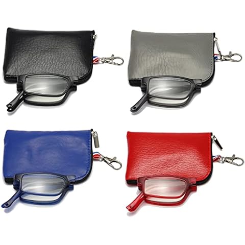 KoKoBin Folding 4 Pack Blue Light Blocking Reading Glasses Portable Telescopic Reader for Men and Women with Zipper Bag+2.0 Cover
