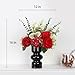 UBOSU Artificial Flower in Black Glass vase, Red Roses,Carnations, Orchids, Artificial Roses in vase,11 x 11 x 16 inches (BGV-Red)