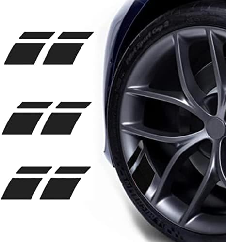 6PCS Car Wheel Sticker Decal Rim Sports Sticker Reflective Rim Sticker Racing Sticker Car Vinyl Stripe Sticker（Black）