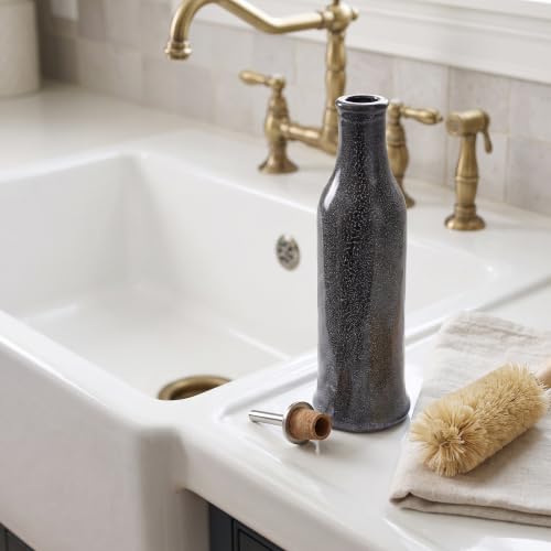 TOYANDONA Butelka z dozownikiem do oliwy z oliwek - Ceramiczne butelki dozujące do octu do kuchni - Pojemnik na sos sojowy o pojemności 400 ml z dozownikiem i wylewką do gotowania i użytku stołowego