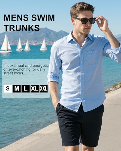 Image of Mens Swim Trunks with Compression Liner 2 in 1 Quick Dry Swimming Shorts Swimwear Bathing Suits with Pockets