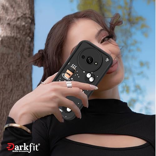 Image of Back Case Cover Compatible with Poco C61 | Cute Fun Cartoon Ball 3D Coffee Silicone Case | Body Protection | Camera Protection | Shock Proof | Color Black | Pack of 1