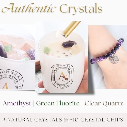 Healing Crystal Candles with Amethyst Bracelet Set, 6oz Non Toxic Chakra Candles for Home, Spiritual Aromatherapy Gifts for Women Mom. Organic Natural Soy Self Love Manifestation Candle - Image 6