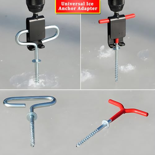 image for Huntury Ice Anchor Drill Adapter for Set Up Ice Fishing Shelter, Fit 3