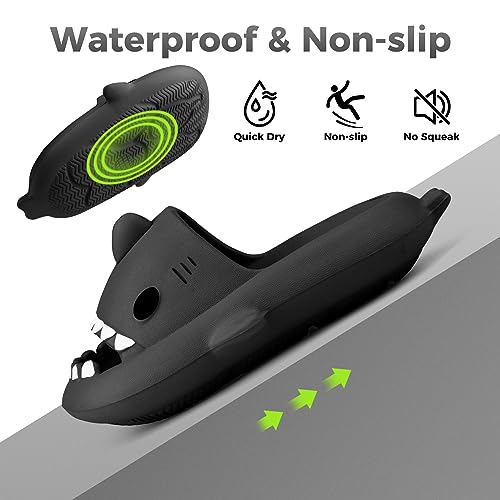 Kids Shark Slides丨Pillow Shower Sandals Quick Dry Slippers丨Toddler Boys Girls Comfy Cloud Slides丨Summer Non-Slip Thick Sole Beach Pool shoes4