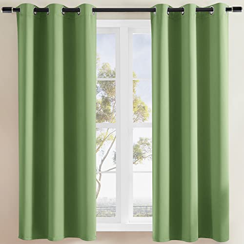 Rutterllow Blackout Curtains for Bedroom, Thermal Insulated Room Darkening Curtains 2 Panels for Living Room, Grommet Top (38x54 Inch, Fresh Green)