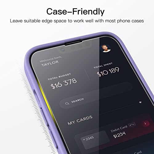 JETech One Touch Install Screen Protector for iPhone 14 6.1-Inch, Full Coverage Tempered Glass Film, Auto Alignment Tool Kit, HD Clear, 2-Pack