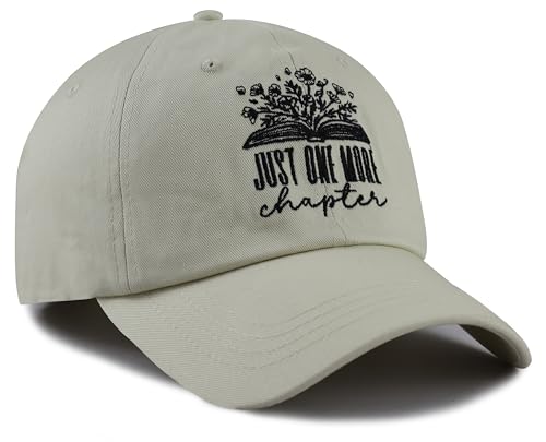 Image of Just One More Chapter Hat for Men Women, Cute Adjustable Cotton Embroidered Book Lovers Baseball Cap