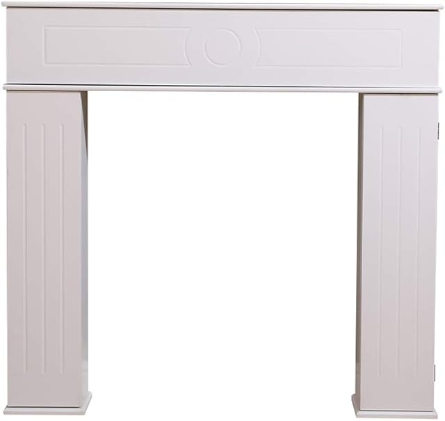 Yaermei Moyle Living Room Fire Surround Wooden Mantelpiece Decorative Frame Hidden Storage Space White/Grey (white)