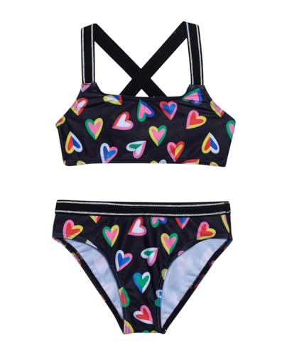 Image of Gottex Girls Kids Toddler and Little Girls Hearts Rainbow Print Colorful Two Piece Swimsuit