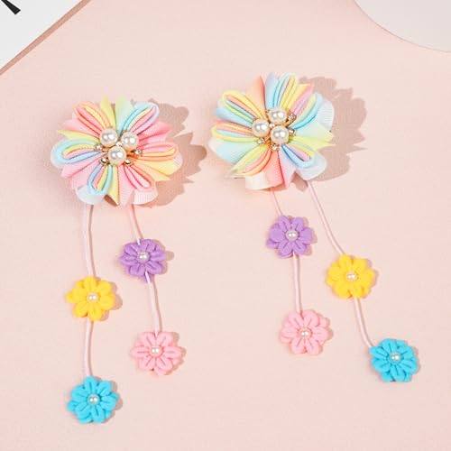 Image of 6PCS Hair Bows for Girls Cute Hair Bows for Girls, Flower Hair Accessories for Girl's Grosgrain Ribbon Bows With Alligator Clips Girl Hair Accessories for Kids Teen Toddler Women Girl