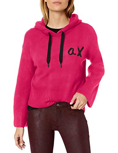 A|X Armani Exchange Women's Flared Pullover Sweater with Drawstrings and Small AX Logo, Rossana, M