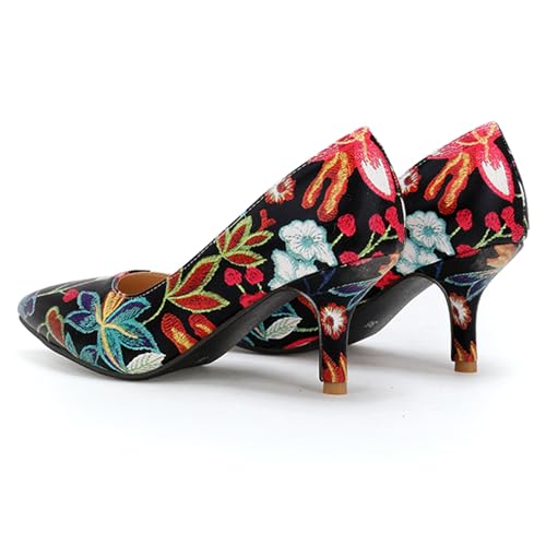 Women Embroidery Court Shoes Pointed Toe Stilettos3