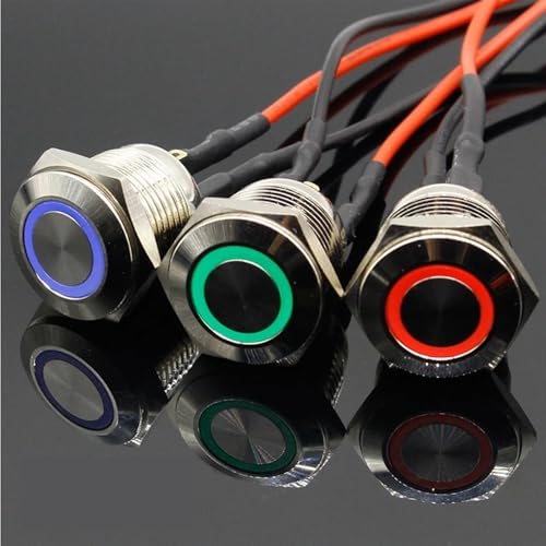 Interruptor de metal de 16mm 220V con LED verde y reinicio automático de alta durabilidad 1