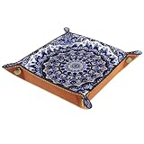 YTYVAGT Bandeja de valet,mesita de noche joyería moneda llave bandeja escritorio placa de almacenamiento,4.5x1.18 in,Mandala Estilo Étnico Clásico