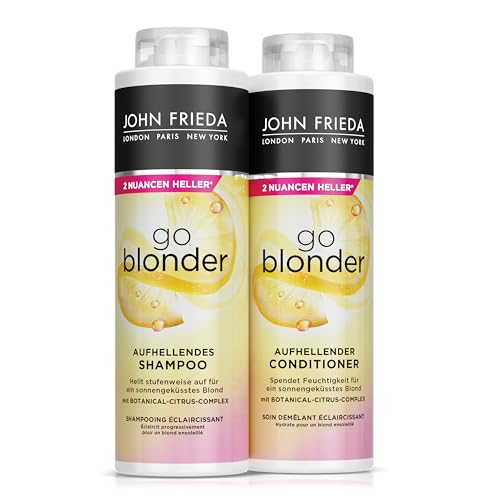 John Frieda Go Blonder Shampoo & Conditioner Set - Lieferumfang: Shampoo, 500 ml & Conditioner, 500 ml - Aufhellend - Haartyp: blond, blondiert - Kabinettgröße / Vorteilsgröße John Frieda Go Blonder Shampoo & Conditioner Set - Lieferumfang: Shampoo, 500 ml & Conditioner, 500 ml - Aufhellend - Haartyp: blond, blondiert - Kabinettgröße / Vorteilsgröße