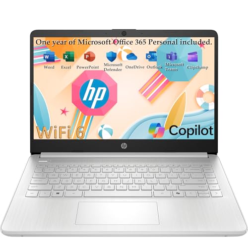 Image of HP Laptop Computer for Student Daily Study, 1-Year Microsoft Office 365, Intel Processor N150, 4GB RAM, 128GB Storage, Long Battery Life & Fast Charging, Windows 11 Home, Natural Silver