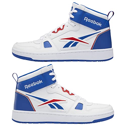 Reebok Unisex Resonator Mid Basketball Shoe, White/Vector Blue/Vector Red, 10.5 US Men