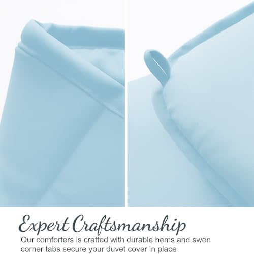 Image of Bed Comforter - King Size - Light Blue - 300 GSM Quilt Blanket Rajai - Winter Warm Down Alternative Duvet Insert with Corner Ties
