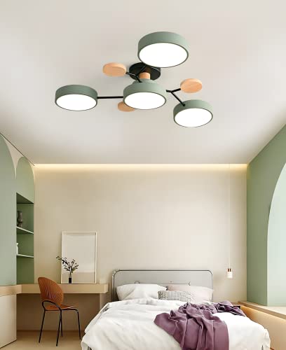 Plafonnier acrylique circulaire moderne avec finition bois noble