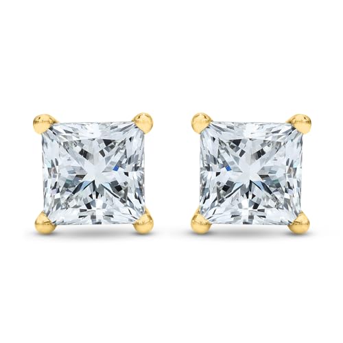 12-Carat-Solitaire-Diamond-Stud-Earrings-Princess-Cut-4-Prong-Push-Back-G-H-Color-I1-Clarity