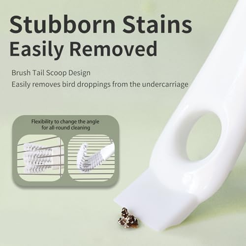 YOOSO WING Limpador de gaiola de pássaros com alça longa e pá – Escova fácil de remoção de excrement