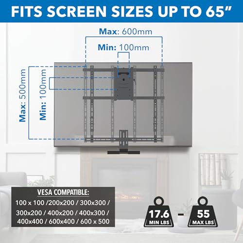 Mount-It! Fireplace Mantel Tv Wall Mount, Above Fireplace Drop Down Tv Mount, Pull Down Tv Mantle Mount With Spring Assist thumb #7