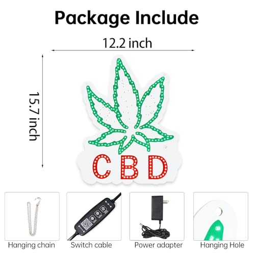 Image of CBD LED Neon Sign for Shop Window - Bright Green CBD Light Sign for Smoke Shop, Vape Store, Dispensary Wall Decor