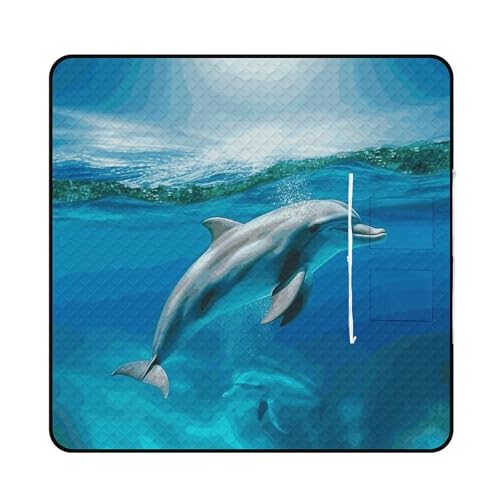 Couverture de plage dauphin bleu imperméable, tapis pliable de camping