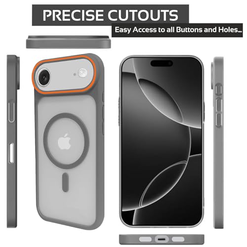 Image of AIBEX Magnetic Compatible Shockproof Case for iPhone 17 Air - Slim Protective Back Cover with Camera Lens Protection, Strong Magnetic Support, Anti-Slip Grip, Military Grade Drop Protection (Grey)