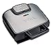T-fal Stainless Steel Electric Grill 4 Servings Advanced Charcoal Filtration, 900 Watts Nonstick, Dishwasher Safe, Indoor, Frozen Food Silver and Black