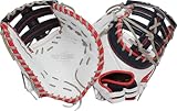 Easton | Professional Collection Fastpitch First Base Mitt | Right Hand Throw | 13' - Single Post Double Bar Web | White/Navy/Red