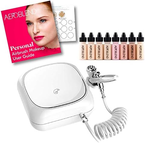 Aeroblend Airbrush Makeup Personal Starter Kit - Light Foundation - With 8 Color Set