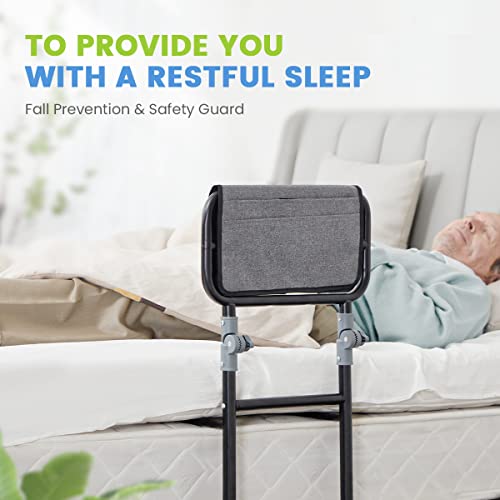Oasisspace Foldable Bed Rail For Elderly Adults- Height Adjustable Bed Support Bar With Storage Pocket, Medical Bed Safety & Assisting Rails For Getting In & Out Of Bed With Floor Support #TOP5