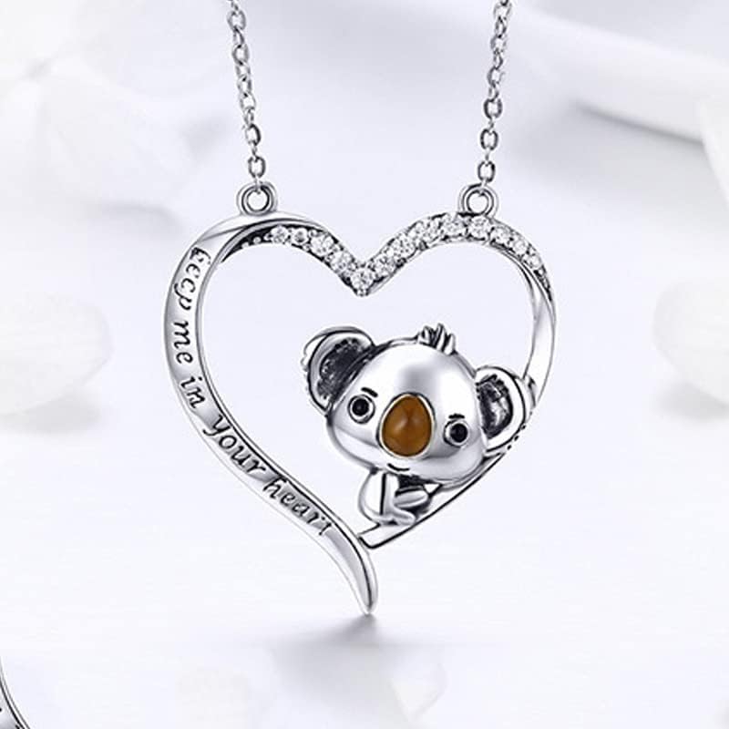 Yocoyee Cute Koala Animal Necklace Love Heart shape Keep me in Your Heat I Love You Necklace for Women Friendship Gift - Image 2