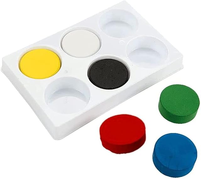 3 Ace Crafts 6 Medium Watercolour Blocks Palette for Kids Painting and Drawing, Watercolour Blocks for School Craft Projects and Art Activities, Diameter of Blocks 44mm & 16mm Thick