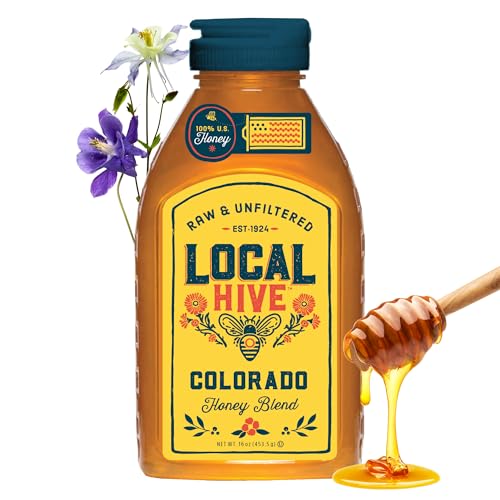 Image of Local Hive Colorado Raw & Unfiltered - 16 oz | 100% Pure U.S. Honey | Natural Sweetener Sourced from American Bees & Beekeepers | Authentic Regional Flavor | Ideal for Tea, Baking & Cooking