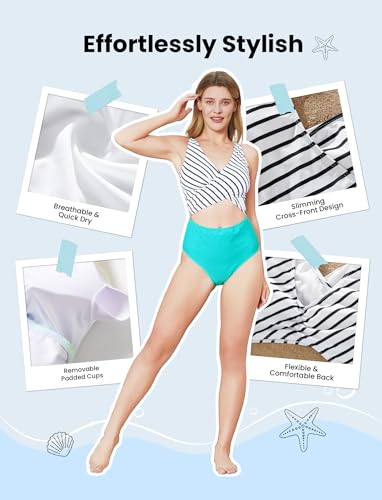 PATPAT Family Matching Swimsuits Swimwear Set for Couples Mommy and Me Striped Spliced Bathing One-Piece Swimsuits