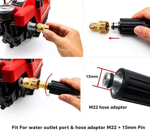 Image of Fieldstar Brass Quick Connect Adapter Set for Pressure Washer Hose Pipe, M22 x 15 mm, 2 Male + 2 Female Fittings, Leak-Proof Quick Couplers, Compatible with Most Car Wash Pressure Washer Hoses