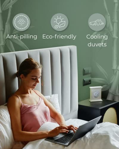 Linenwalas 100% Bamboo Duvet Cover Set King Size Silky White 3Pcs 300Tc Luxury Soft Comforter Cover 90" X 106", Oeko-Tex Cooling Bamboo Duvet Covers With Zipper Closure And Corner Ties #TOP6