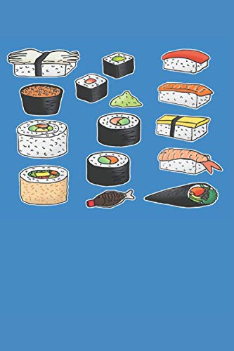 Happy Sushi | Funny, Cute Fun Japanese Food Go Rice: Journal / Notebook / Diary, 120 Blank Lined Pages, 6 x 9 inches, Glossy Finish Cover, Great Gift For Kids And Adults