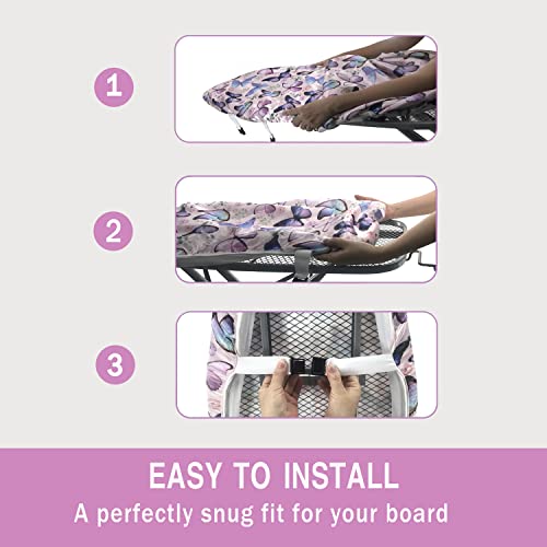 Nmbvcxz Butterflies Ironing Board Cover And Pad，Non Stick Resist Scorching And Staining，Standard Size 15X46 Inch Thick Padding Elastic Edge And 4 Fasteners #TOP4