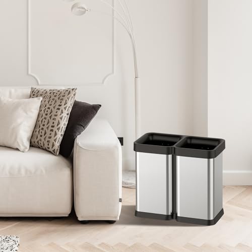 Caneca de basura dual abierta 50L acero inoxidable miniatura 3