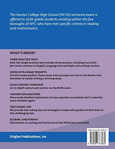 Hunter College High School Entrance Exam Test Prep Book: 3 Practice Tests & Hunter Test Prep Guide; Hunter College Middle School Test Prep; Hchs ... School Test Book, High School Entrance Tests #TOP1