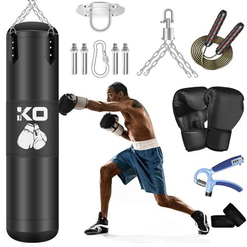 Boxsack Hängend Set, 120cm/4ft Boxsack für Profis mit komplettem Zubehör, Premium-Polyester-Schwere-Tasche für Kickboxen, MMA, Grappling, Karate und andere Kampfsportarten Boxsack Hängend Set, 120cm/4ft Boxsack für Profis mit komplettem Zubehör, Premium-Polyester-Schwere-Tasche für Kickboxen, MMA, Grappling, Karate und andere Kampfsportarten