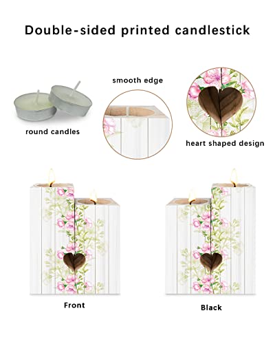 Memorial Inspirational Gifts - Candle Tealight Holders,Personalized Friendship Gifts For Him,Her,Women,Men,Heart Wood Candle Holder With Tea Lights,Botanical Plant Wooden Candlestick Holder Set Decor #TOP1