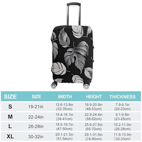 Black Gray Leaf Jacquard Luggage Cover Elastic Suitcase Protector Case Anti-Scratch Washable Baggage Covers Protector For Traveling, Aircraft Consignment XL2