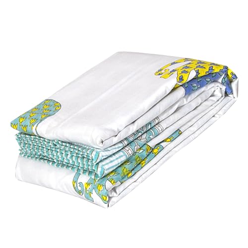 Image of TOAIArt Premium Jaipuri Dohar | AC Blanket Summer Quilt | Hand Block Printed | 3 Layers | Reversible | 150GSM 100% Mulmul Cotton | 100% Cotton Flannel Filling | Single 60 inch X 90 inch | Multicolor Elephant