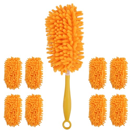 Redones Dusters for Swiffer - Reusable Duster Refill Compatible with Swiffer Hand Duster(8 Pack+1Handle), 360 Heavy Duty Dusters Refills